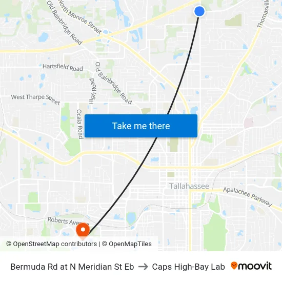 Bermuda Rd at N Meridian St Eb to Caps High-Bay Lab map
