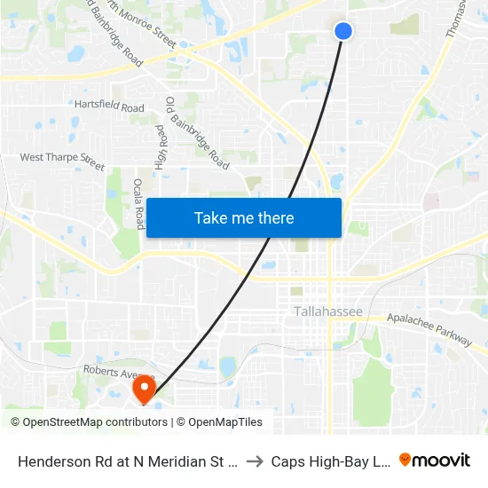 Henderson Rd at N Meridian St Wb to Caps High-Bay Lab map