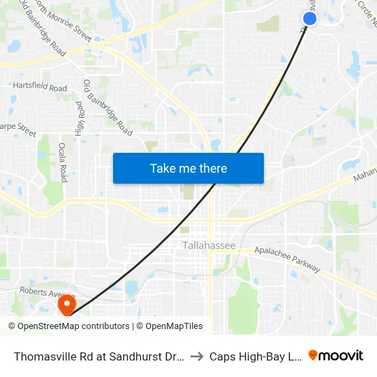 Thomasville Rd at Sandhurst Dr Sb to Caps High-Bay Lab map