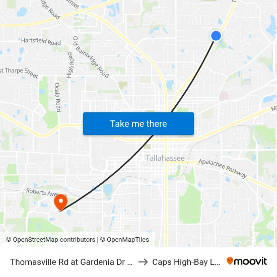 Thomasville Rd at Gardenia Dr Sb to Caps High-Bay Lab map