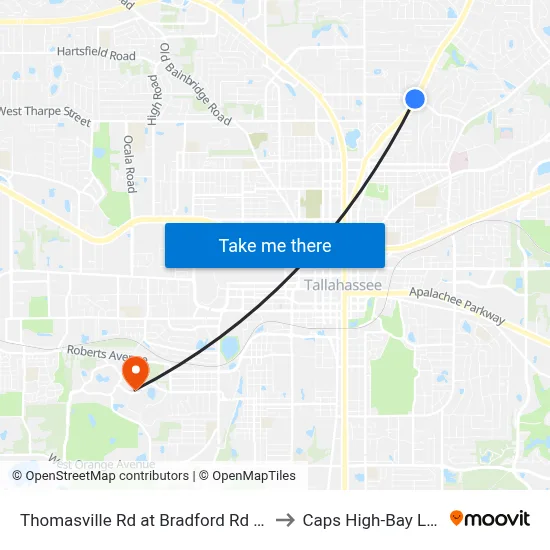 Thomasville Rd at Bradford Rd Sb to Caps High-Bay Lab map