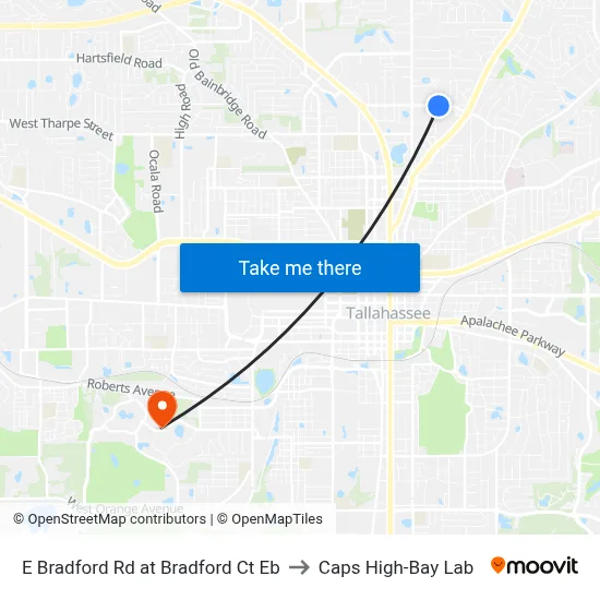 E Bradford Rd at Bradford Ct Eb to Caps High-Bay Lab map