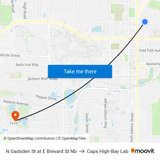 N Gadsden St at E Brevard St Nb to Caps High-Bay Lab map