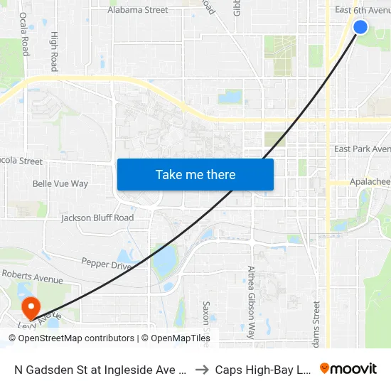 N Gadsden St at Ingleside Ave Nb to Caps High-Bay Lab map