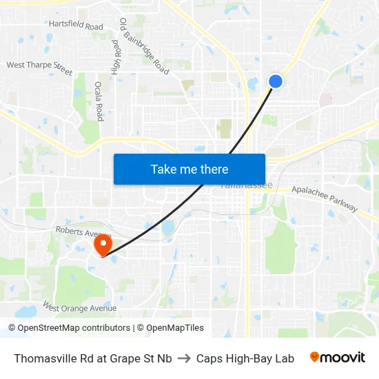 Thomasville Rd at Grape St Nb to Caps High-Bay Lab map