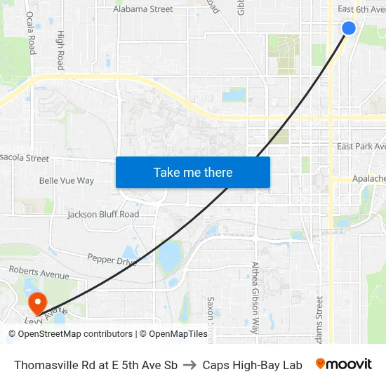 Thomasville Rd at E 5th Ave Sb to Caps High-Bay Lab map