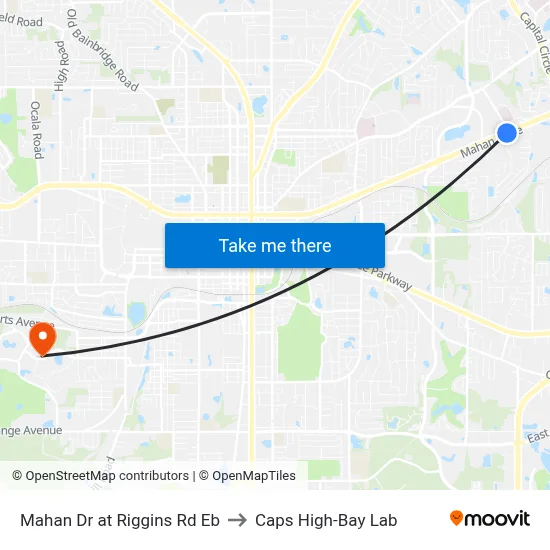 Mahan Dr at Riggins Rd Eb to Caps High-Bay Lab map