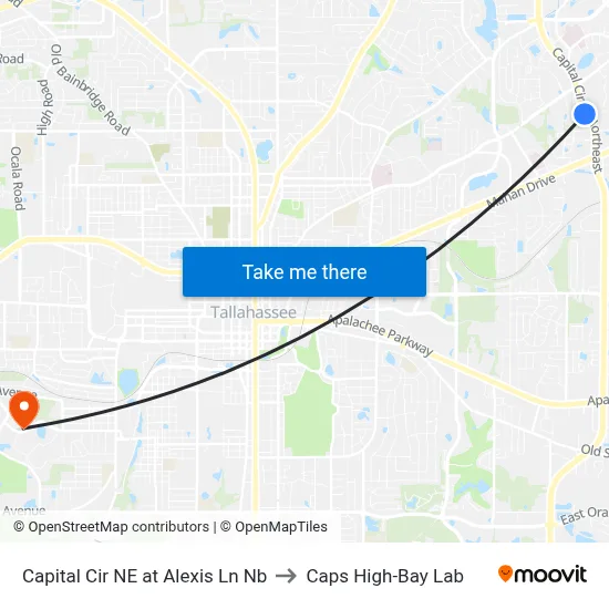 Capital Cir NE at Alexis Ln Nb to Caps High-Bay Lab map