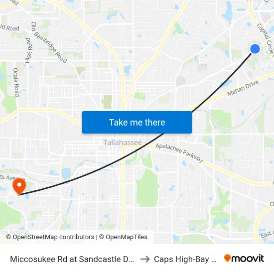 Miccosukee Rd at Sandcastle Dr Wb to Caps High-Bay Lab map