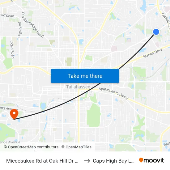 Miccosukee Rd at Oak Hill Dr Wb to Caps High-Bay Lab map