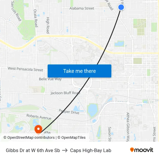 Gibbs Dr at W 6th Ave Sb to Caps High-Bay Lab map