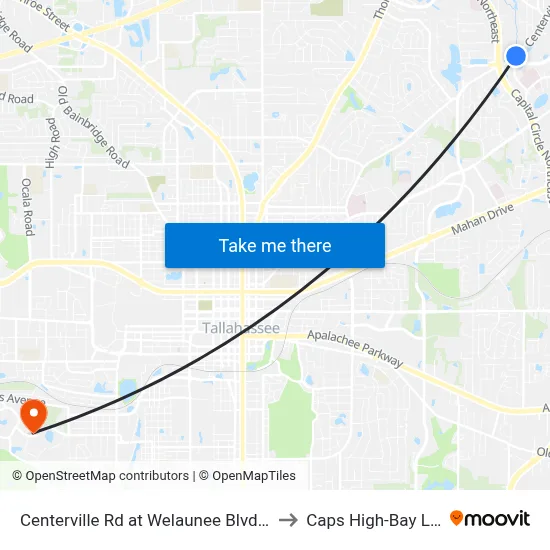 Centerville Rd at Welaunee Blvd Nb to Caps High-Bay Lab map