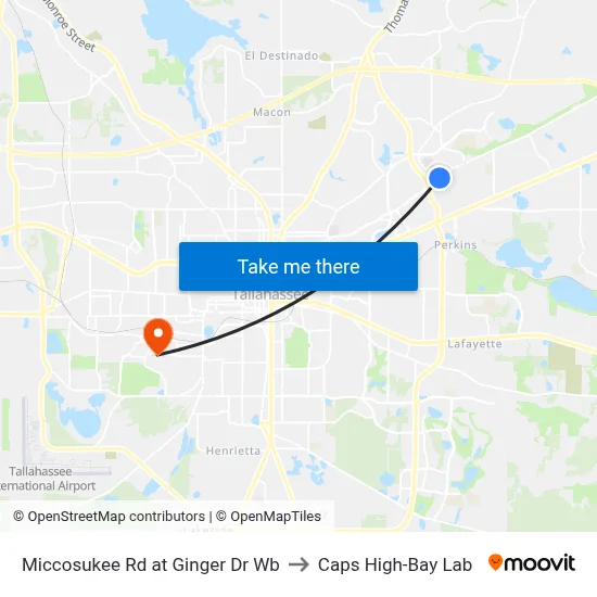 Miccosukee Rd at Ginger Dr Wb to Caps High-Bay Lab map