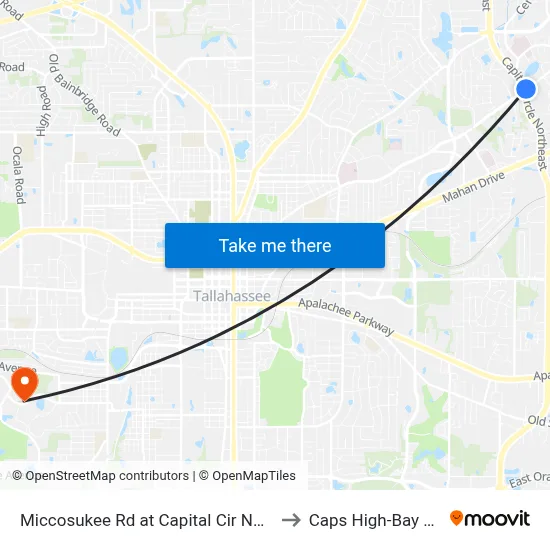 Miccosukee Rd at Capital Cir NE Wb to Caps High-Bay Lab map