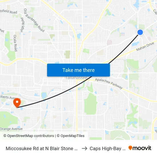 Miccosukee Rd at N Blair Stone Rd Wb to Caps High-Bay Lab map