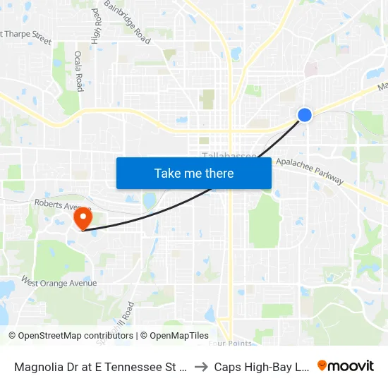 Magnolia Dr at E Tennessee St Nb to Caps High-Bay Lab map