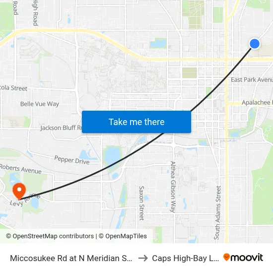 Miccosukee Rd at N Meridian St Eb to Caps High-Bay Lab map