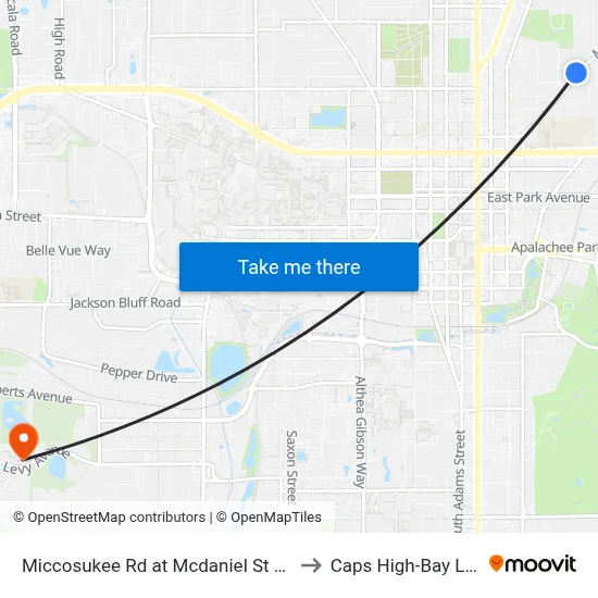 Miccosukee Rd at Mcdaniel St Wb to Caps High-Bay Lab map