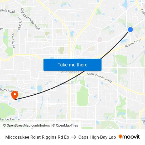 Miccosukee Rd at Riggins Rd Eb to Caps High-Bay Lab map