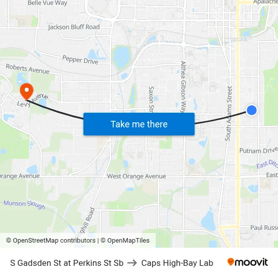 S Gadsden St at Perkins St Sb to Caps High-Bay Lab map