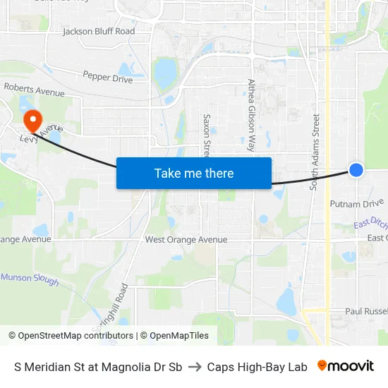 S Meridian St at Magnolia Dr Sb to Caps High-Bay Lab map