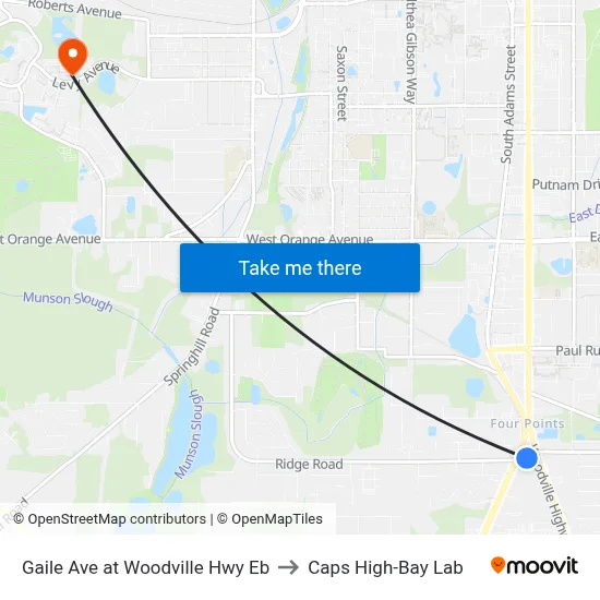 Gaile Ave at Woodville Hwy Eb to Caps High-Bay Lab map