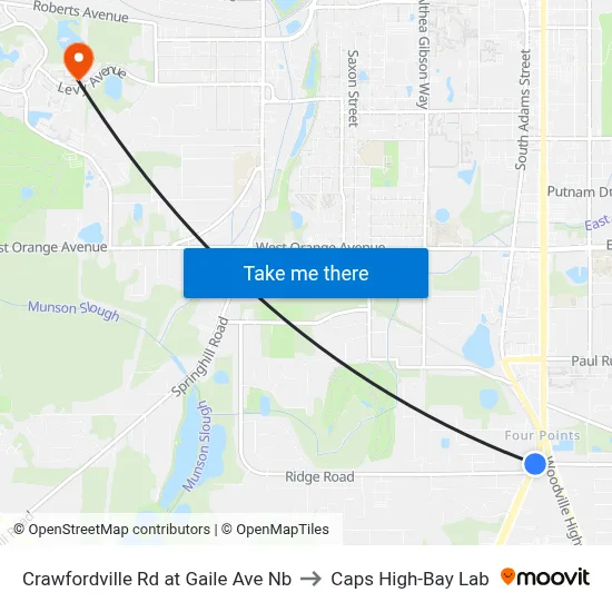 Crawfordville Rd at Gaile Ave Nb to Caps High-Bay Lab map