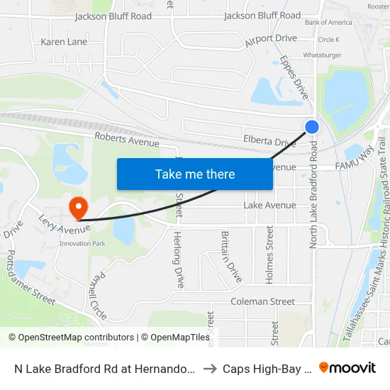 N Lake Bradford Rd at Hernando Dr Sb to Caps High-Bay Lab map
