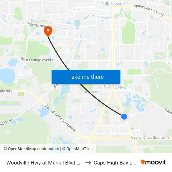 Woodville Hwy at Mcneil Blvd Sb to Caps High-Bay Lab map