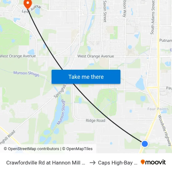 Crawfordville Rd at Hannon Mill Rd Nb to Caps High-Bay Lab map