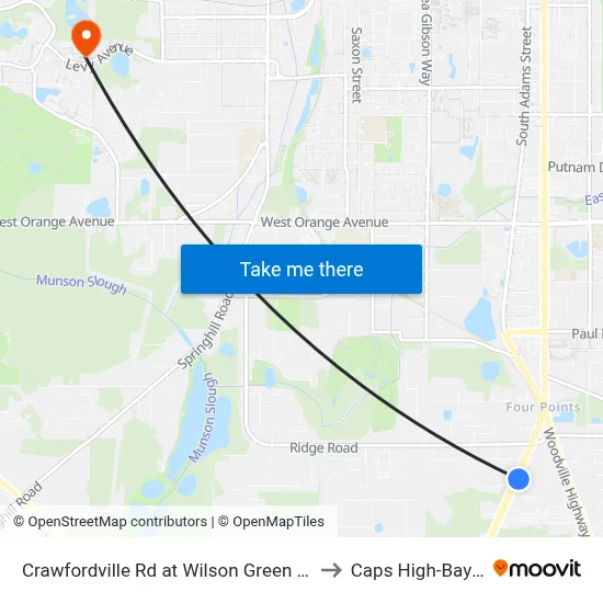 Crawfordville Rd at Wilson Green Blvd Nb to Caps High-Bay Lab map