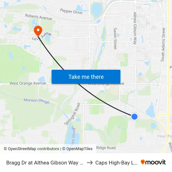Bragg Dr at Althea Gibson Way Wb to Caps High-Bay Lab map