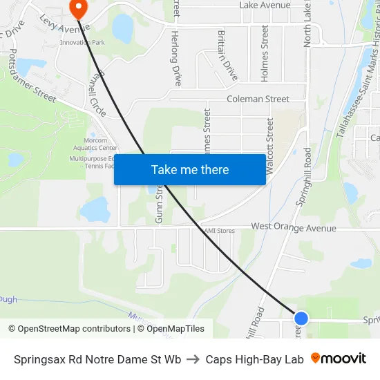 Springsax Rd Notre Dame St Wb to Caps High-Bay Lab map