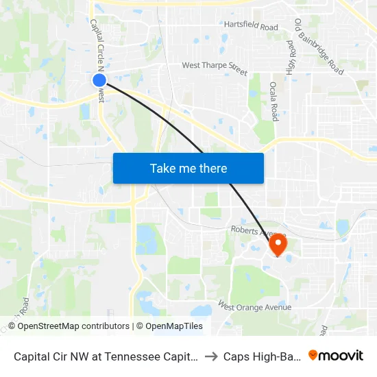 Capital Cir NW at Tennessee Capital Blvd Sb to Caps High-Bay Lab map