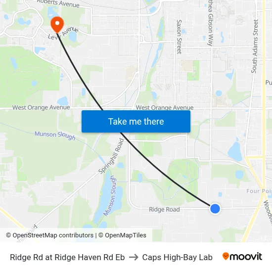 Ridge Rd at Ridge Haven Rd Eb to Caps High-Bay Lab map