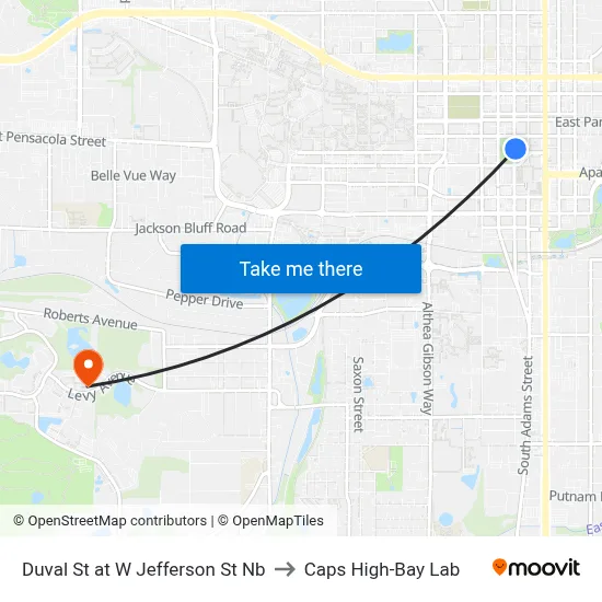 Duval St at W Jefferson St Nb to Caps High-Bay Lab map