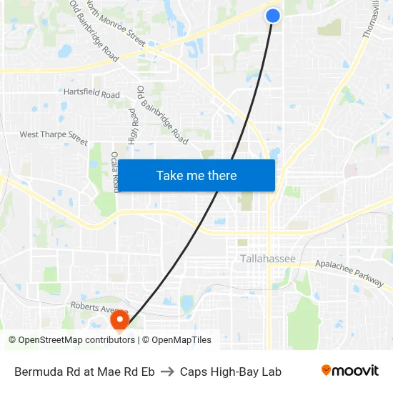 Bermuda Rd at Mae Rd Eb to Caps High-Bay Lab map