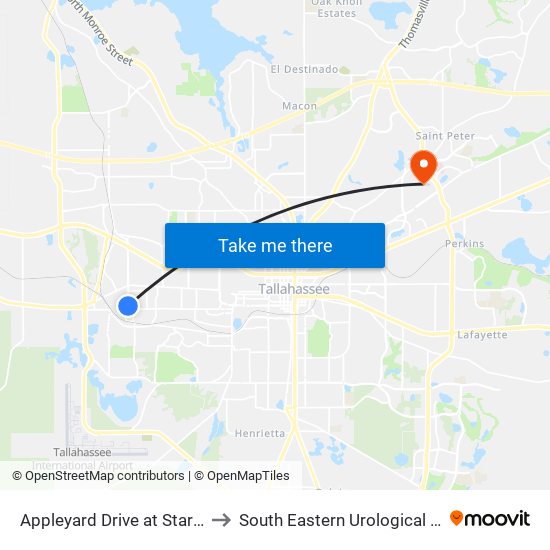 Appleyard Drive at Starmetro to South Eastern Urological Center map