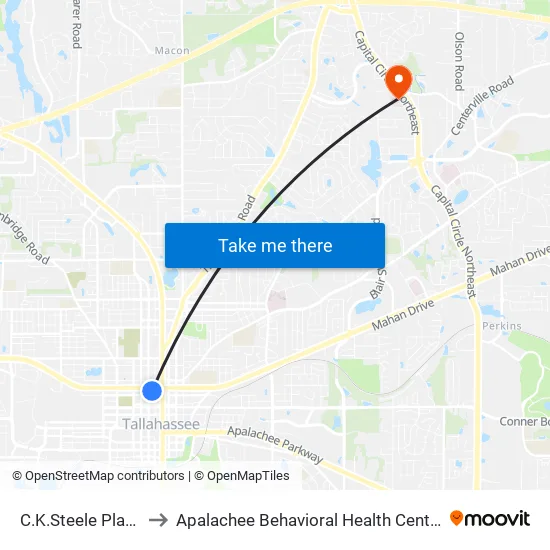 C.K.Steele Plaza to Apalachee Behavioral Health Center map