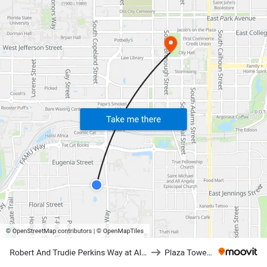 Robert And Trudie Perkins Way at Althea Gibson Way Wb to Plaza Tower Condos map