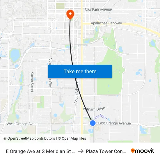 E Orange Ave at S Meridian St Wb to Plaza Tower Condos map