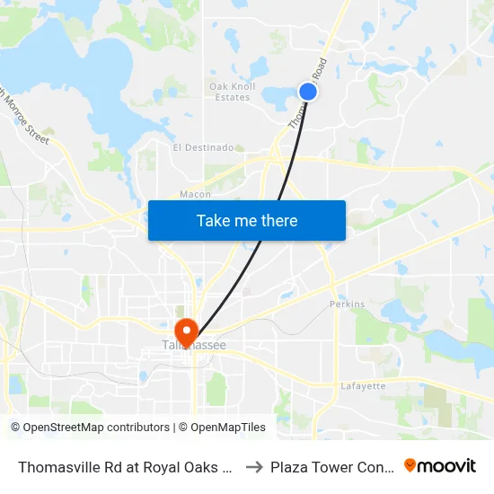Thomasville Rd at Royal Oaks Dr Nb to Plaza Tower Condos map