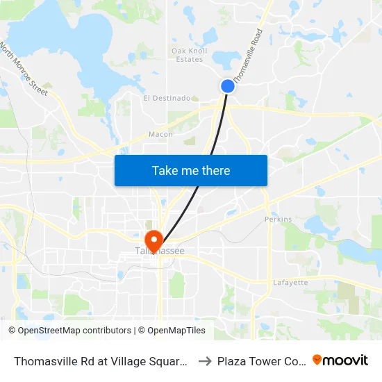 Thomasville Rd at Village Square Blvd Sb to Plaza Tower Condos map