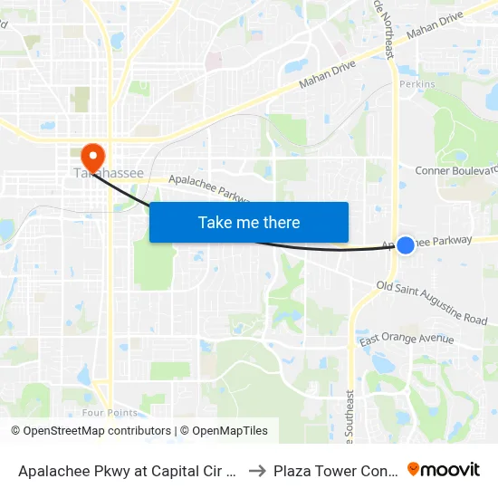 Apalachee Pkwy at Capital Cir SE Eb to Plaza Tower Condos map