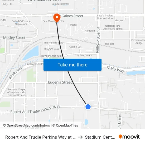 Robert And Trudie Perkins Way at Althea Gibson Way Wb to Stadium Center: the Deck map
