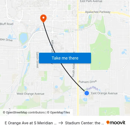 E Orange Ave at S Meridian St Wb to Stadium Center: the Deck map