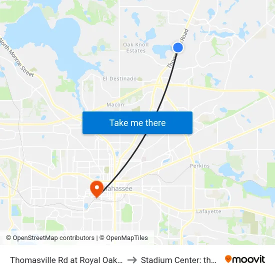 Thomasville Rd at Royal Oaks Dr Nb to Stadium Center: the Deck map