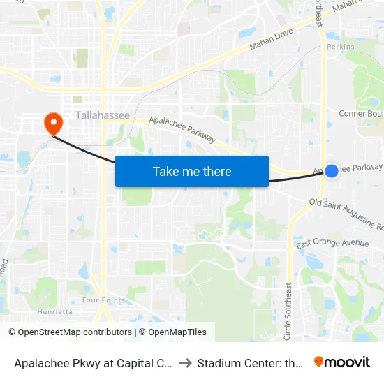 Apalachee Pkwy at Capital Cir SE Eb to Stadium Center: the Deck map