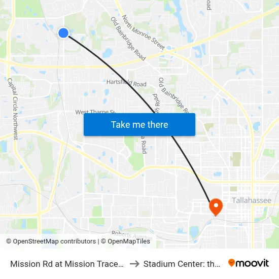 Mission Rd at Mission Trace Blvd Sb to Stadium Center: the Deck map