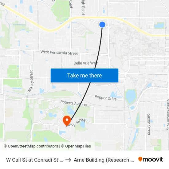 W Call St at Conradi St Eb to Ame Building (Research #4) map